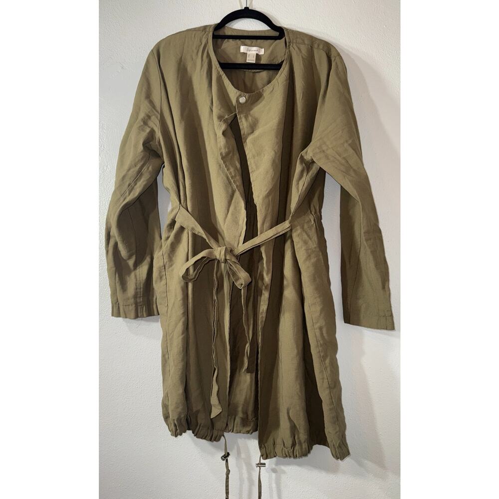 ReVamped Olive Green Utility Jacket Womens' Large Tie Waist Lightweight Coat